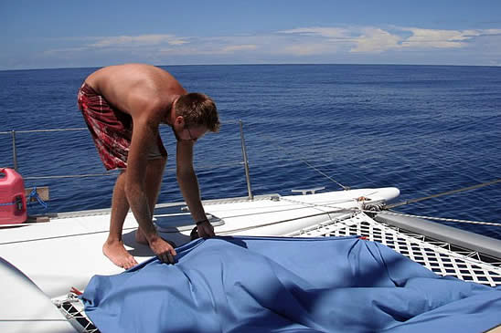 Hanging out the washing, the farthest from land it is possible to be, Pacific Ocean 
