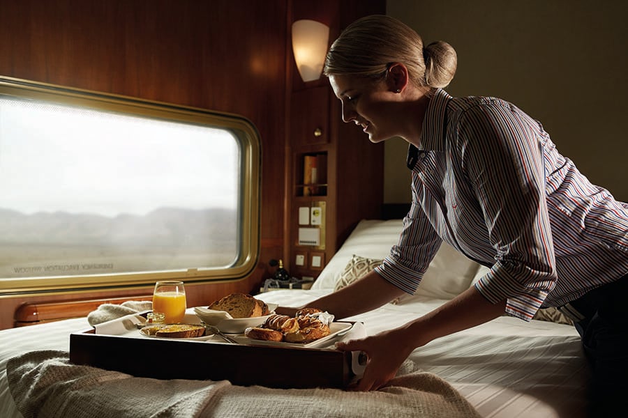 Freshly prepared continental in-cabin breakfasts are available in Platinum Service
