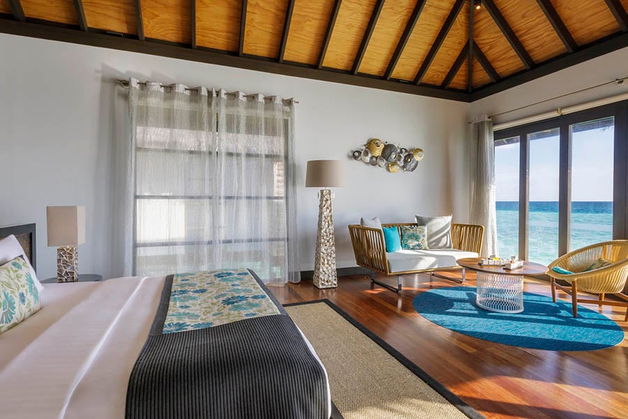 Enjoy the spectacular views from your bed! | photo credit: Velassuru Maldives
