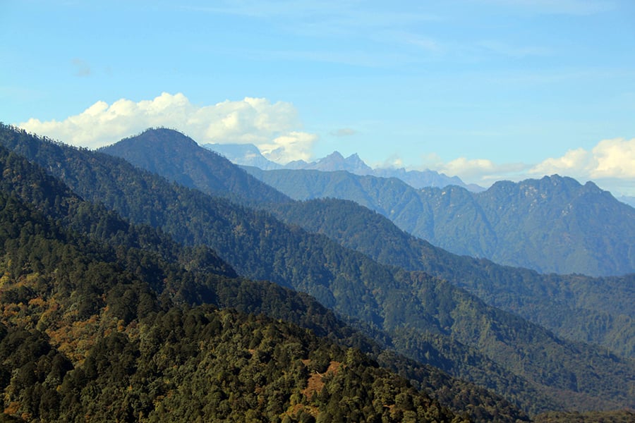 Look out at the mighty Himalayas from the Dochula Pass
