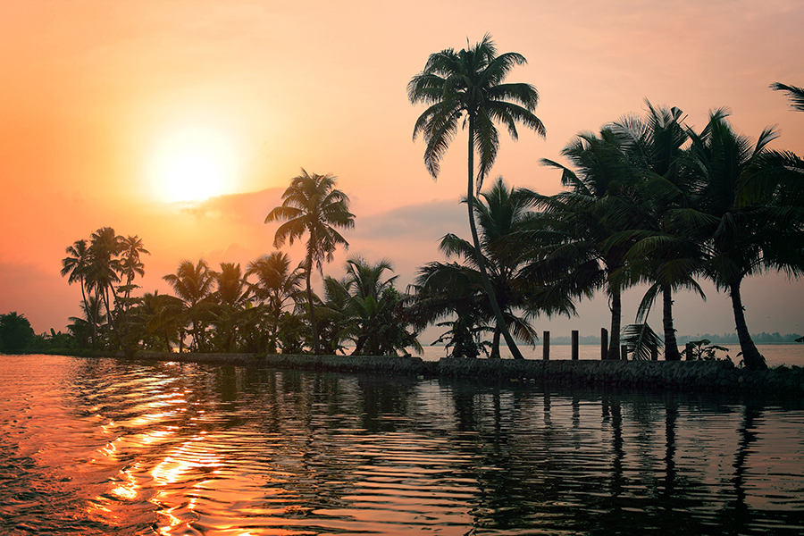 Sunset over the backwaters, Kerala, India