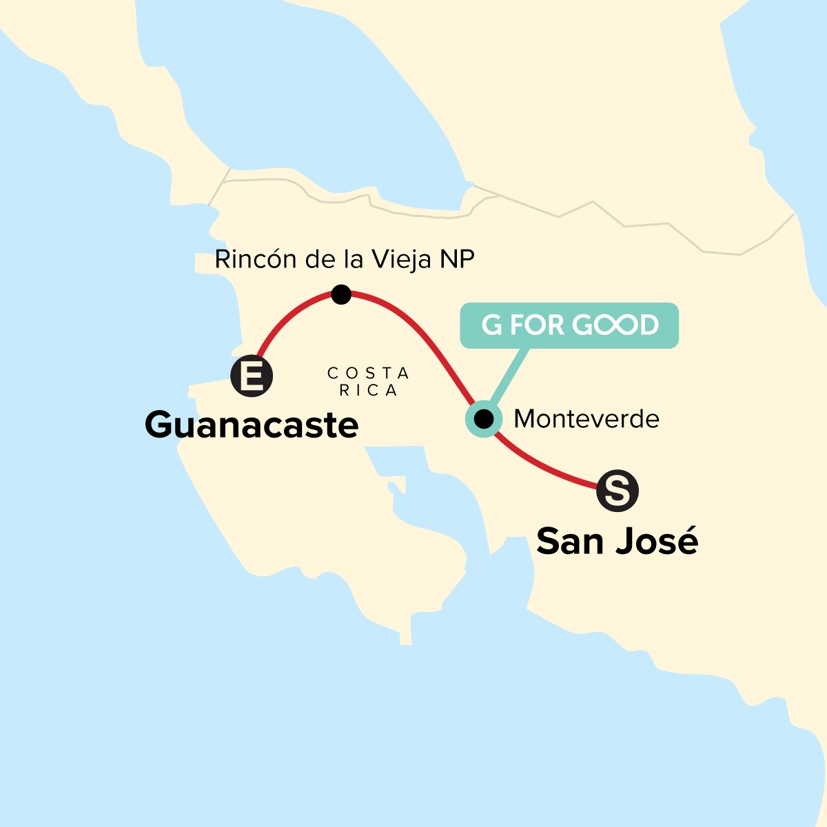 map_costaricafamilyjourneyfromcloudforeststothebeach_8-days