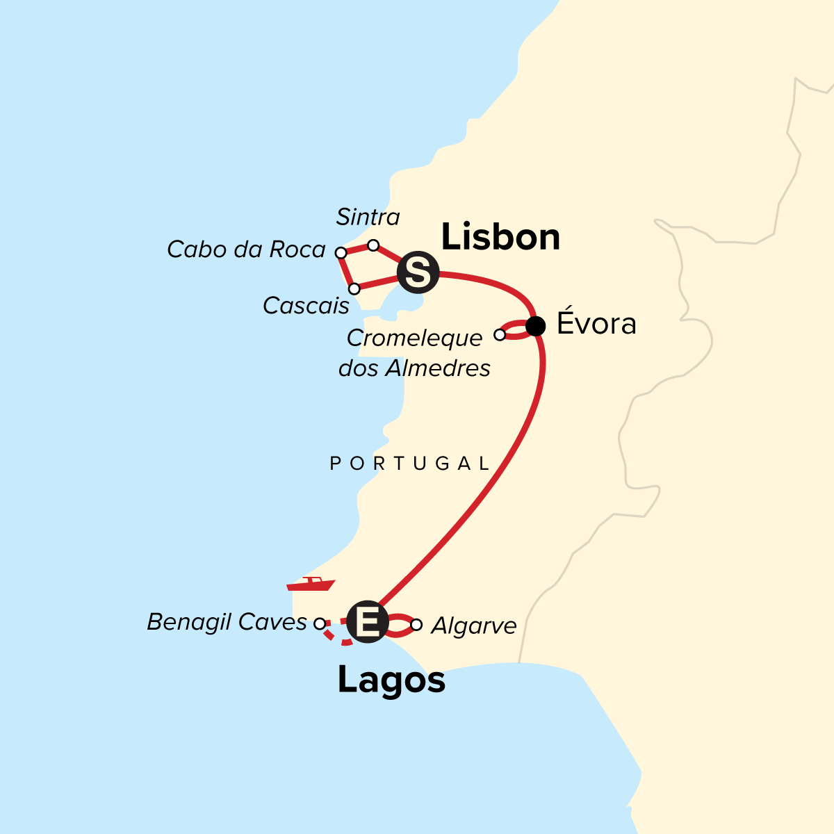 map_familyjourneyportugallisbontothealgarve