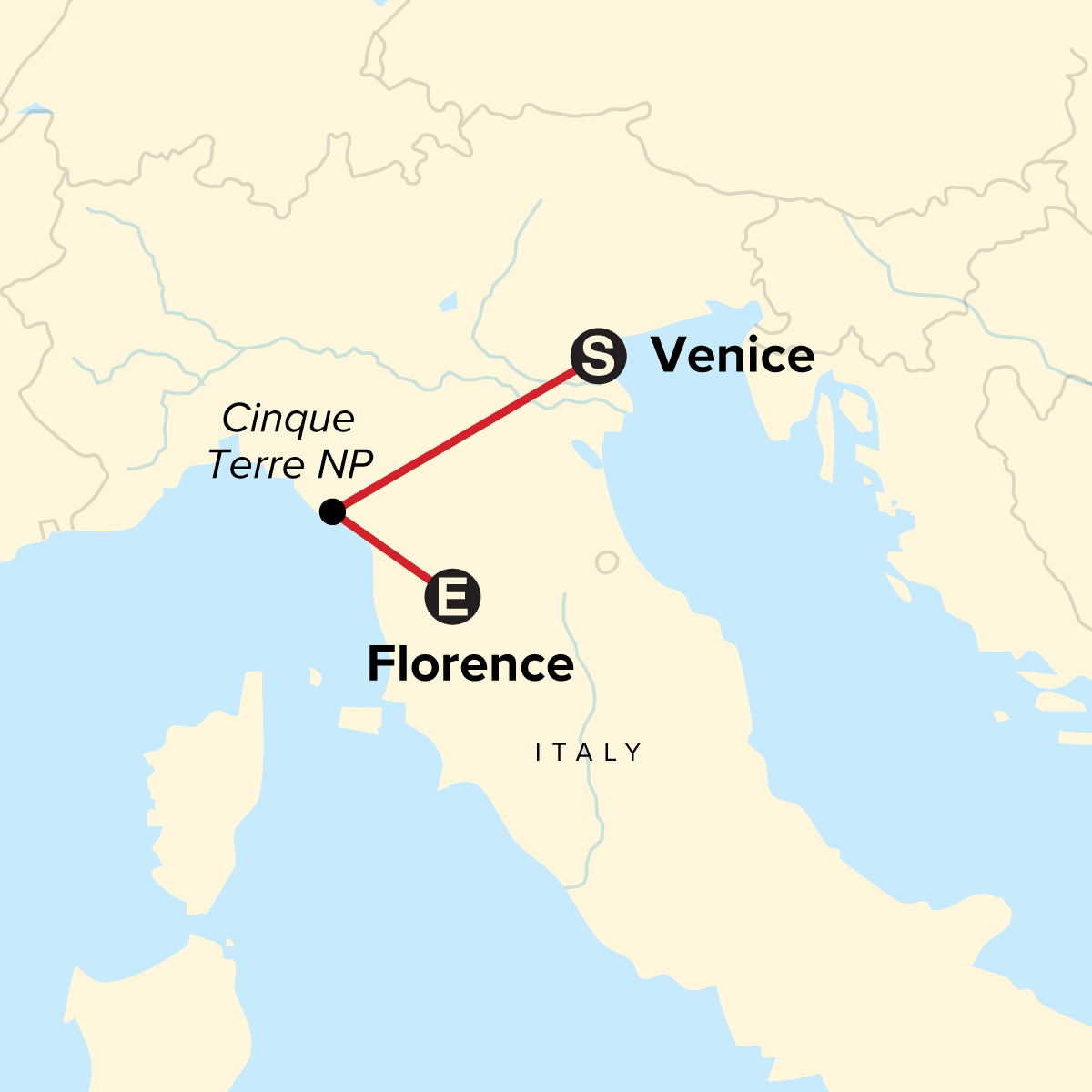 map_journeysnorthernitalyvenicetoflorence