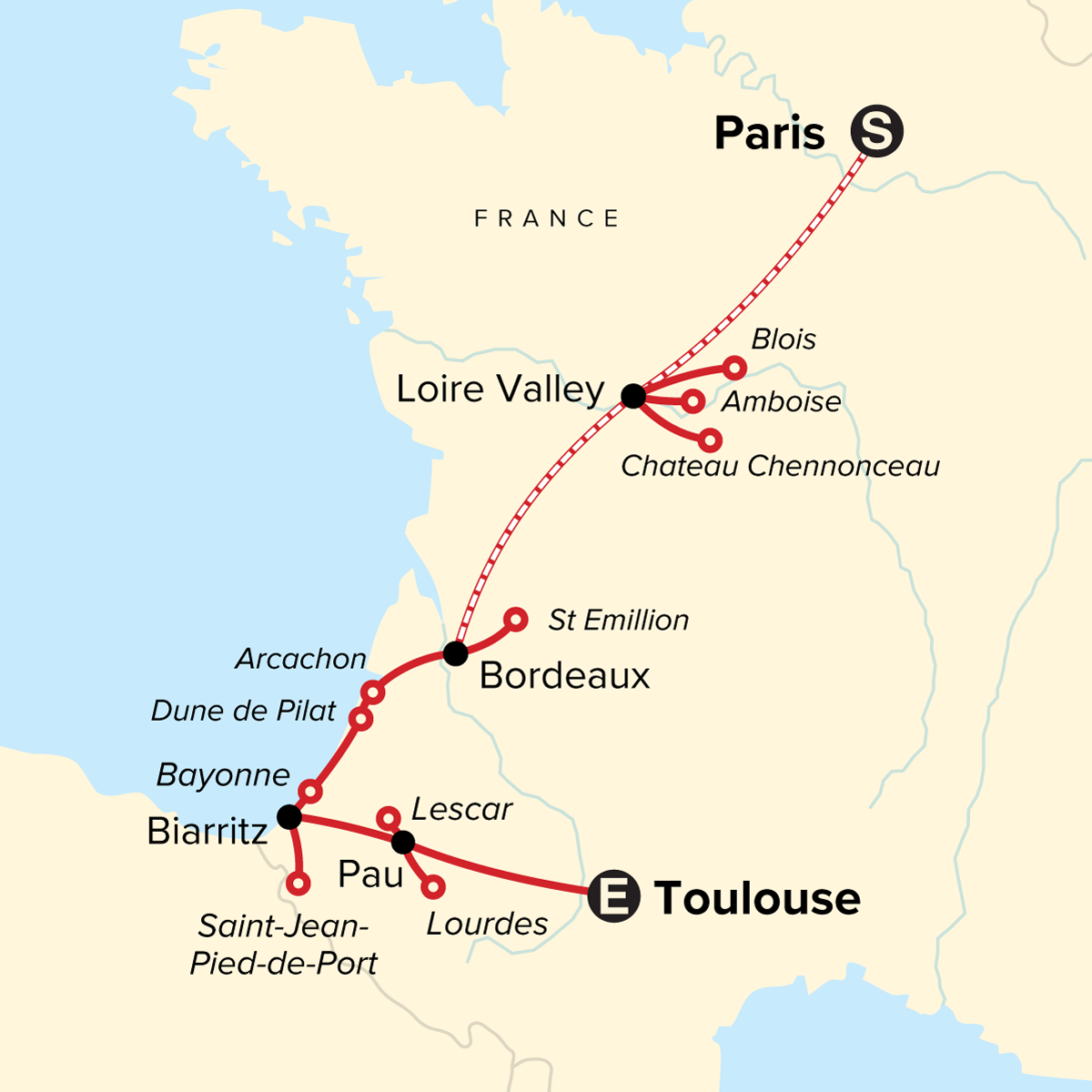 map_journeystreasuresoffrancefromparistotoulouse
