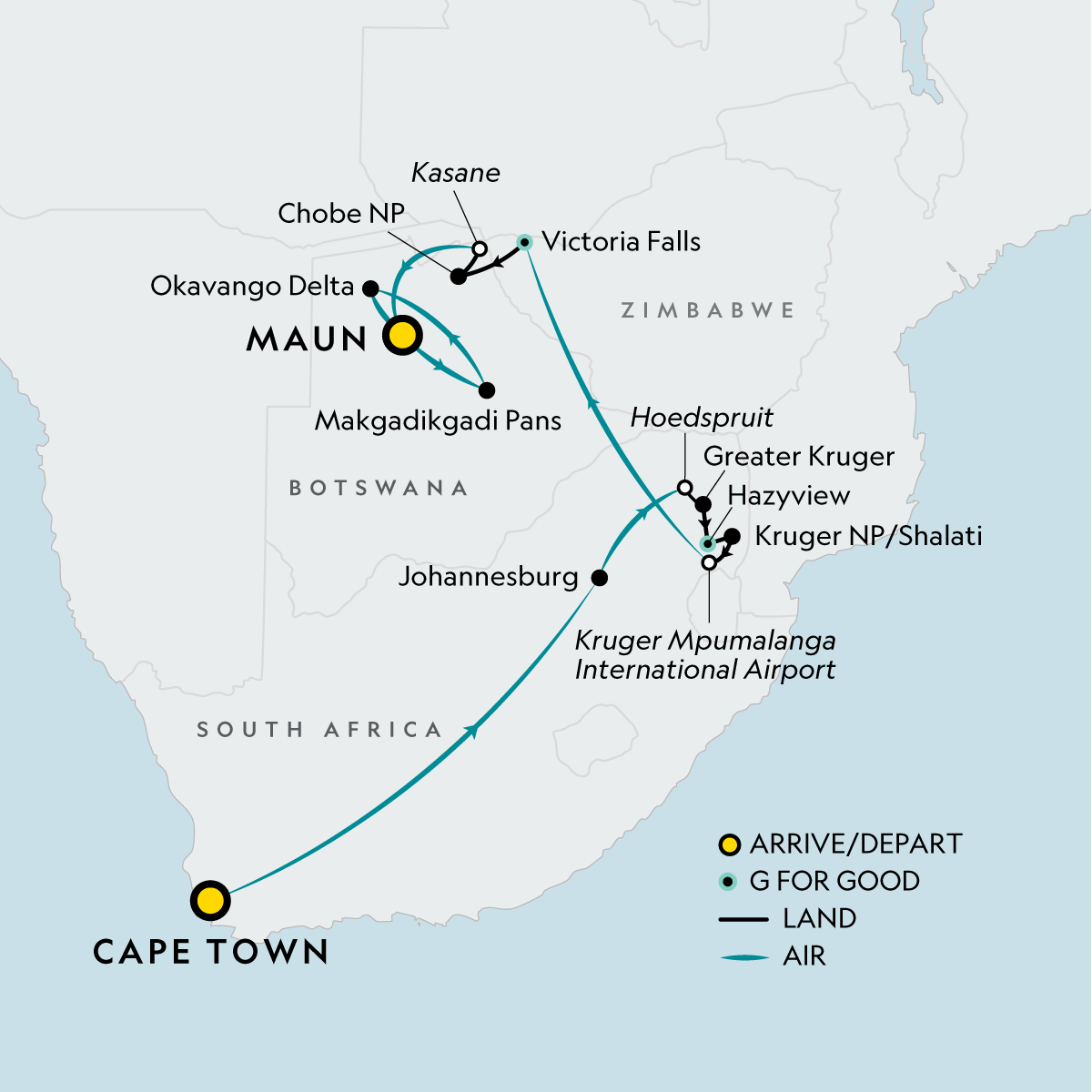 map_signaturesouthernafricashighlightscapetowntotheokavangodelta