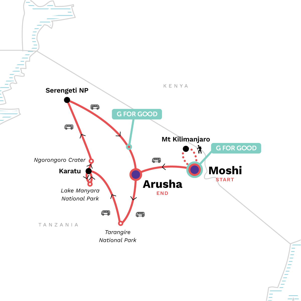 map_tanzaniakilimanjaroslemoshorouteserengetisafari