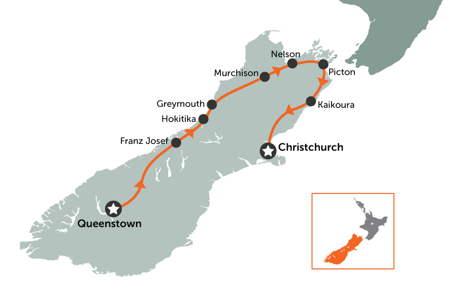 Self Drive NZ: South Island B&B | map