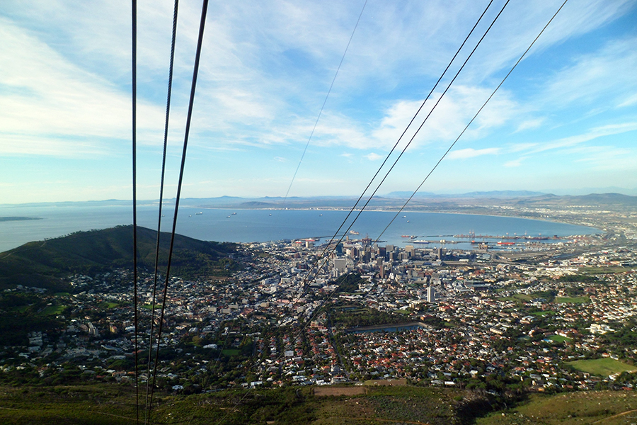 The view from the top of Table Mountain cable car, Cape Town, South Africa