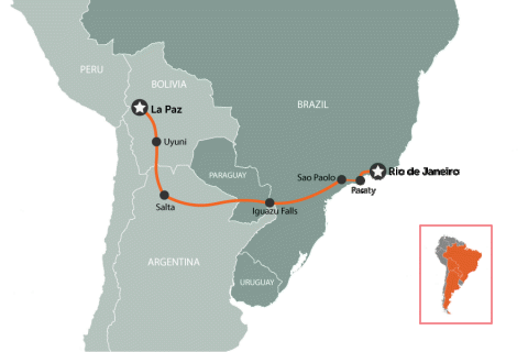 3 months cycling South America map