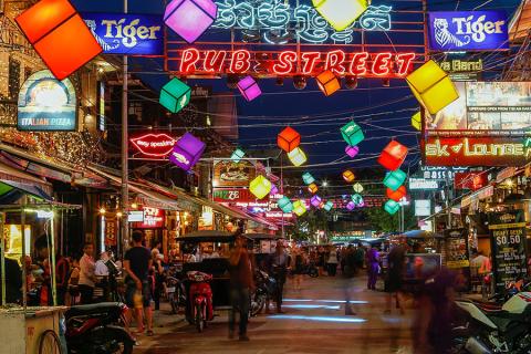 Central Siem Reap is a tourist mecca, with pubs and massage shops on every corner