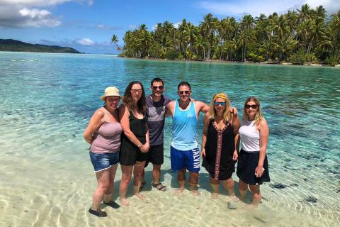 Chris and his travel companions aboard the Paul Gauguin cruise | Photo credit: Paul Gauguin Cruises