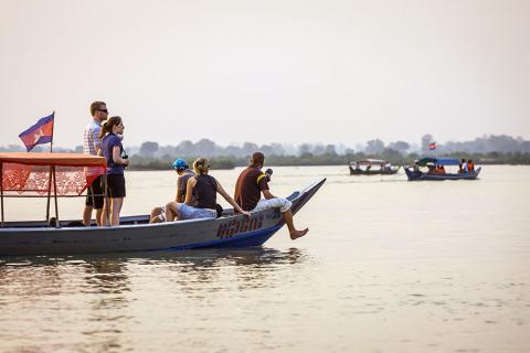 Spot Irrawaddy dolphins in the mighty Mekong River