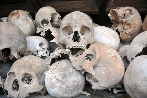 Human skulls - a reminder of a dark time in Cambodia's recent history
