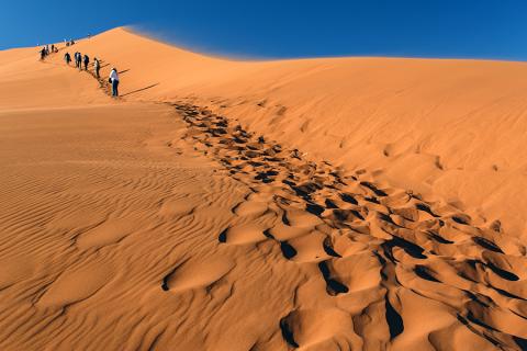 The walk to the top of the Sossusvlei dunes is worth the effort