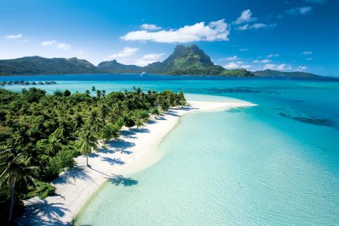 Bora Bora’s twin peaks of Mount Pahia and Mount Otemanu form one of French Polynesia’s most recognisable vistas