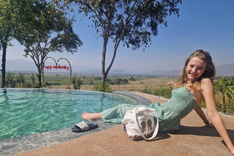 Maya by the pool at Elephant Hills Bush Camp | Travel Nation
