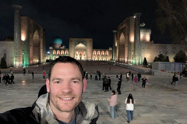 Chris in Registan Square, Samarkand | Travel Nation