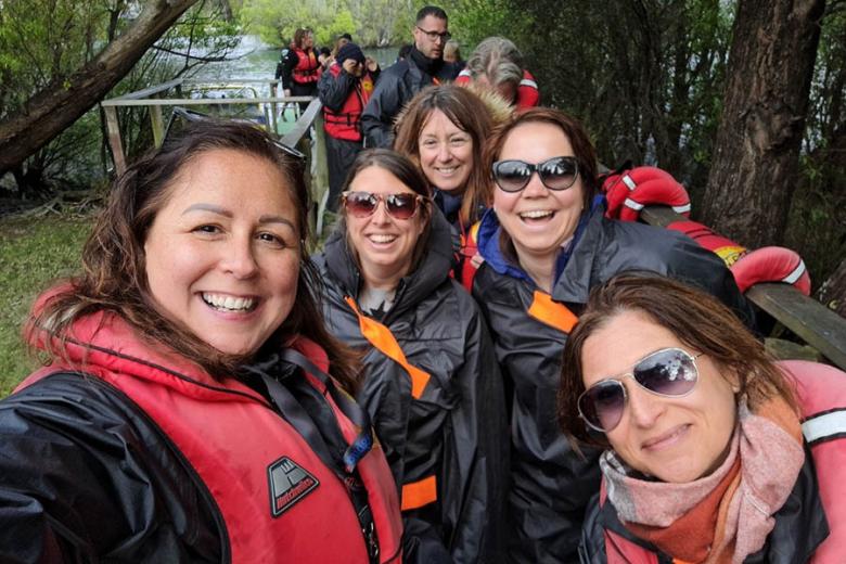 Natalie geared up for the K Jet Boat, NZ | Travel Nation