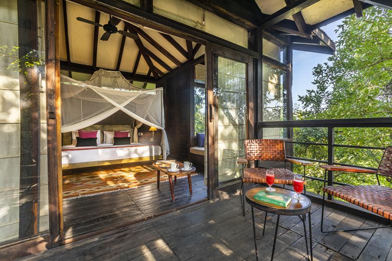 Recharge with a drink on your private sit-out deck at Pench Tree Lodge | Photo credit: Pench Tree Lodge