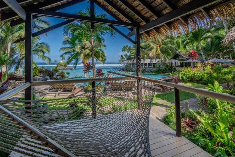 Sink into serenity on your ocean view villa hammock at Seabreeze, Samoa | Photo credit: Seabreeze