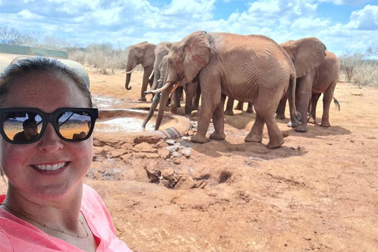 Natalie with elephants on safari in Kenya | Travel Nation
