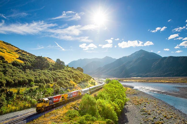 Crossing the Waimakariri River on the TranzAlpine | Credit: Kiwirail