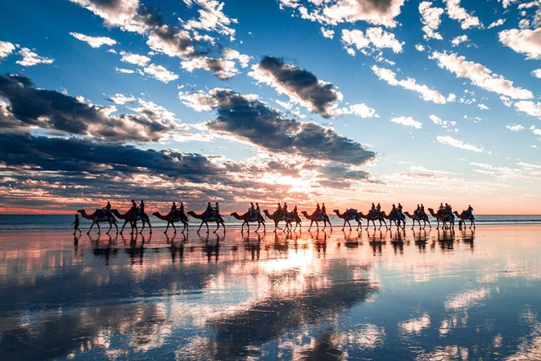Watch the iconic camels cross Cable Beach at sunset | Travel Nation