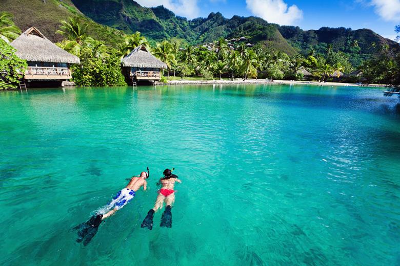 Snorkel with the tropical fish in Moorea lagoon