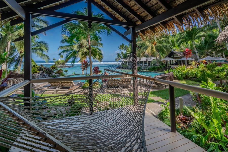 Sink into serenity on your ocean view villa hammock at Seabreeze, Samoa | Photo credit: Seabreeze