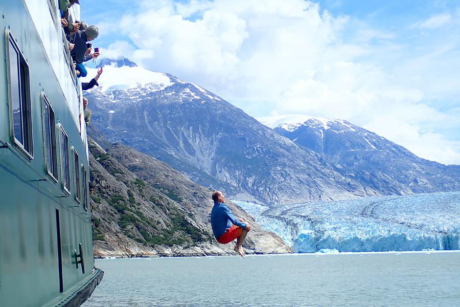 Take the polar plunge at Dawes Glacier with UnCruise in Alaska | Photo credit: Uncruise