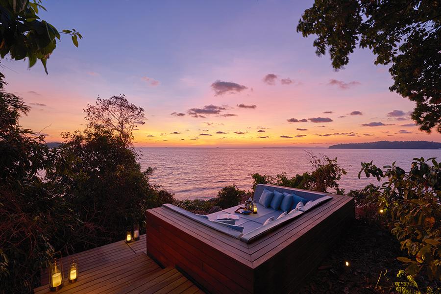Sip a sundowner on your private sundeck at Six Senses Krabey Island | Photo credit: Six Senses