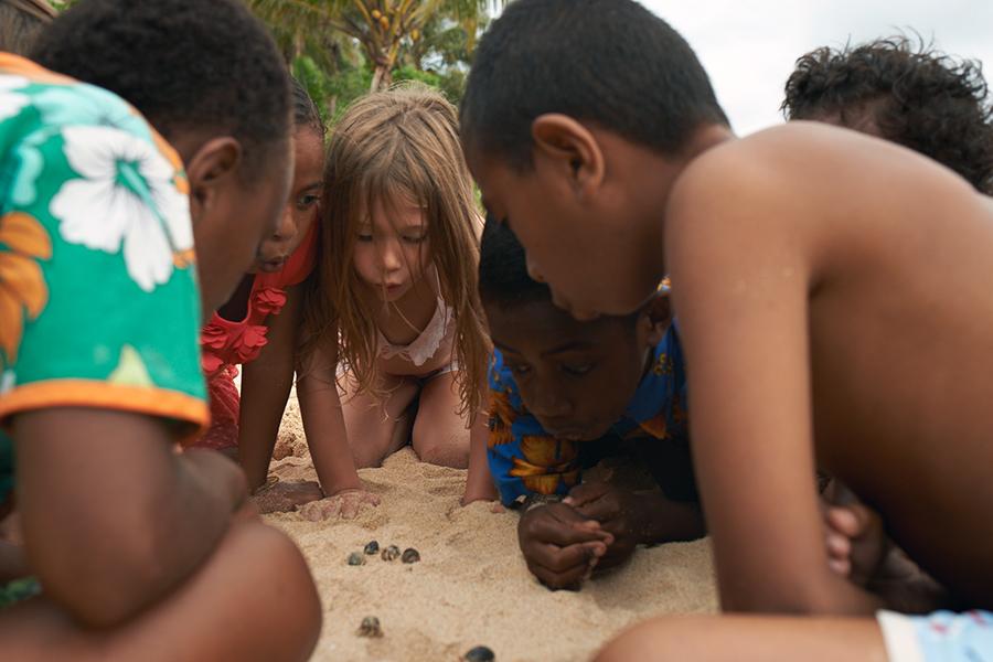 Children on the beach in Fiji