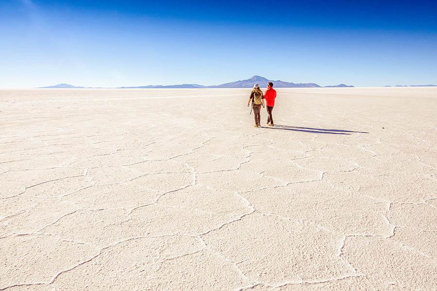 Walk in the dream-like landscape of the salt flats