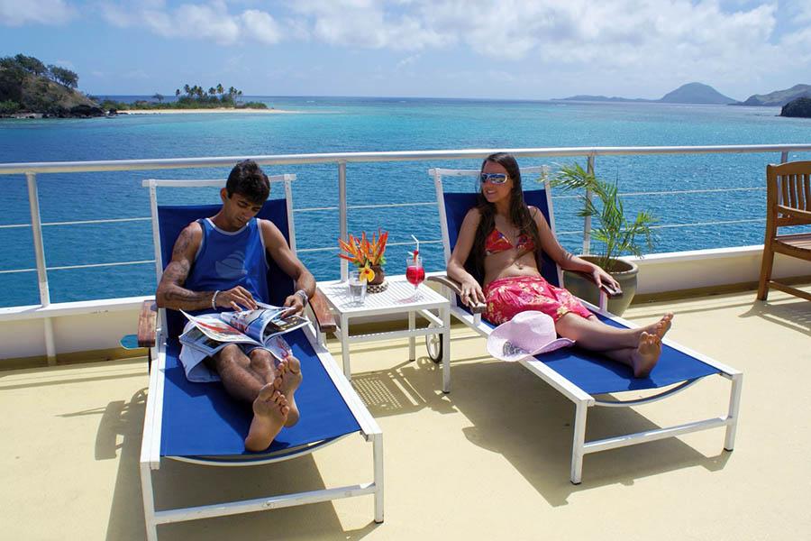Relax on the ship's sun deck | Photo credit: www.bluelagooncruises.com