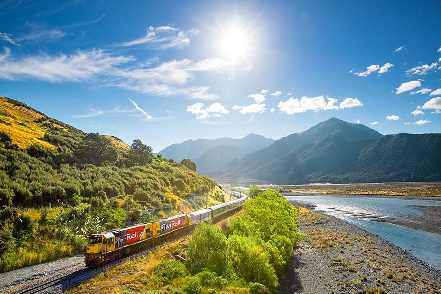 Crossing the Waimakariri River on the TranzAlpine | Credit: Kiwirail