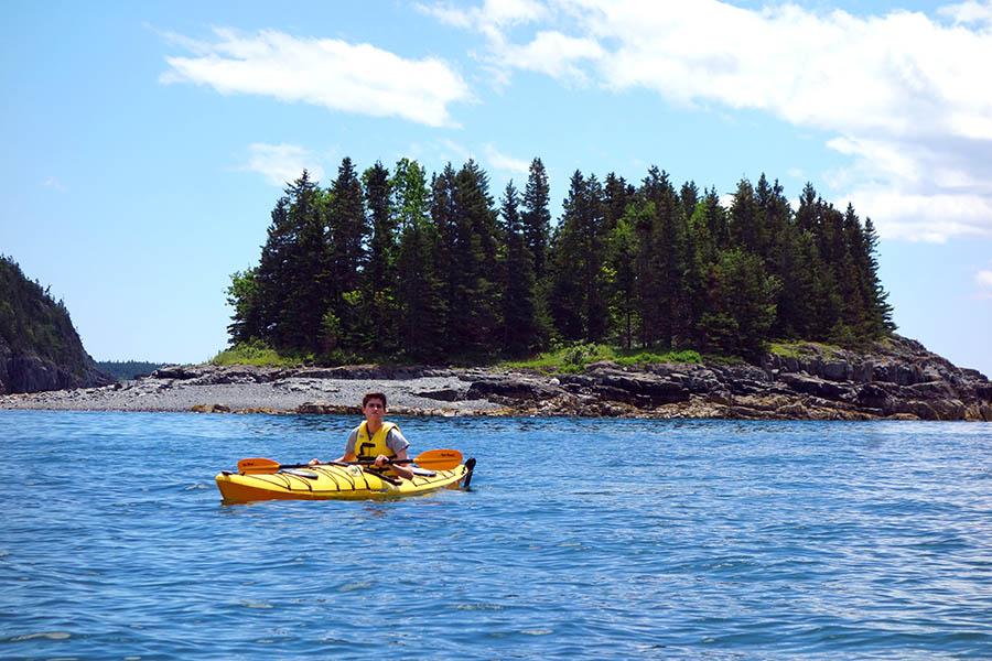 Kayak on the calm waters surrounding Bar Harbor