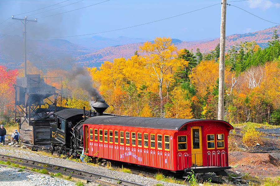 Head up to the summit of Mount Washington on the cog railway
