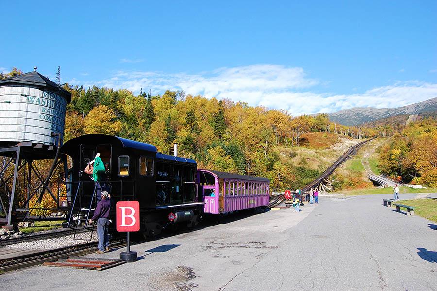 Take the cog railway to the summit of Mount Washington
