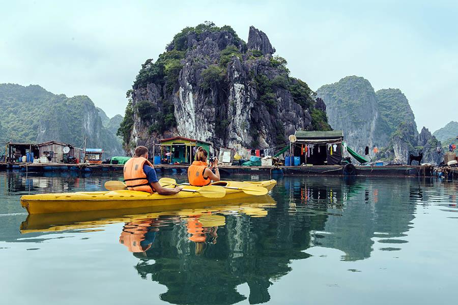 Kayak through Halong Bay