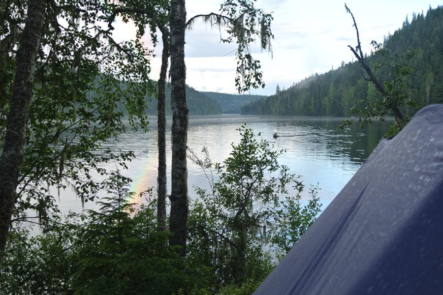Camping on the edge of Lake Clearwater, Canada