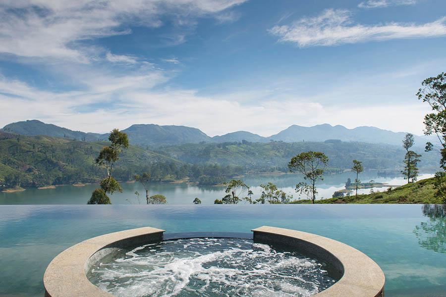 Views from the infinity pool at Ceylon Tea Trails | Photo credit: Ceylon Tea Trails