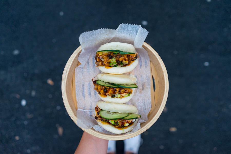 Sample delicious bao buns in Taiwan