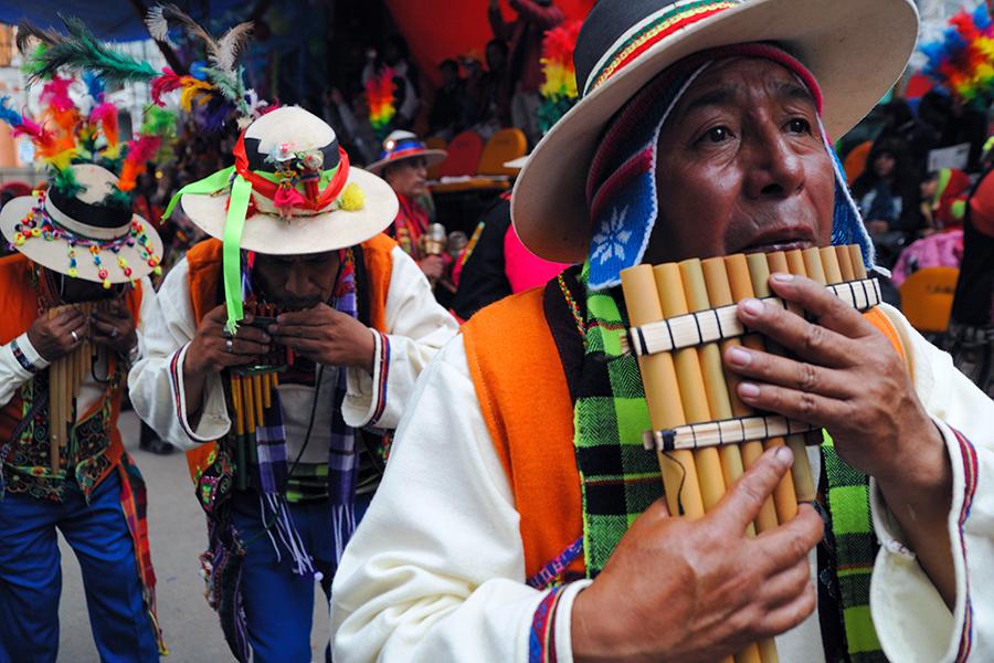 Bolivian pan piper in Sucre, Bolivia
