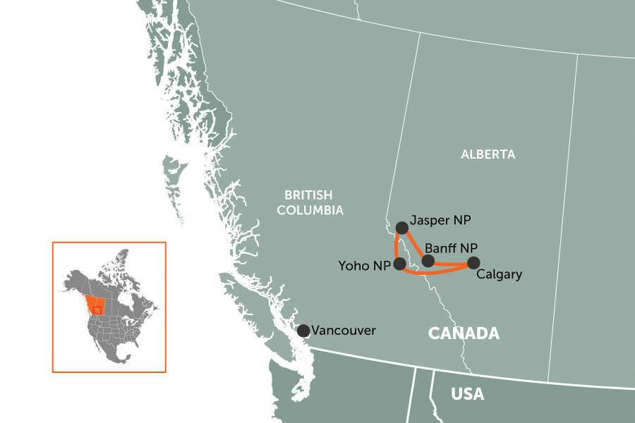 Canadian Rockies road trip map