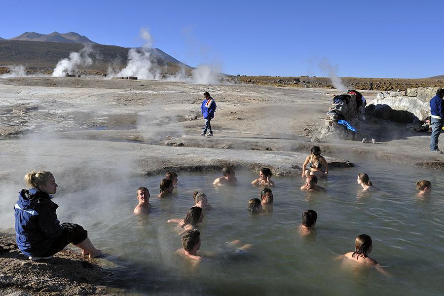 Wallow in the warm waters of El Tatio Geyser, Atacama Desert