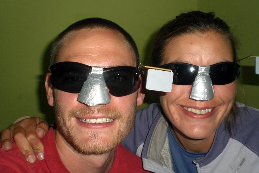 Home made sun protection was the order of the day in Bolivia