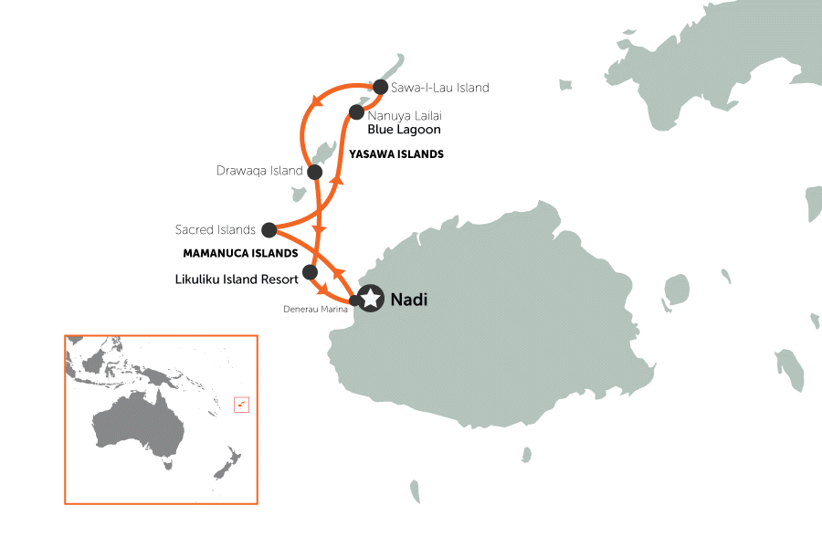 Honeymoon in Fiji: Boutique cruise & island stay | map