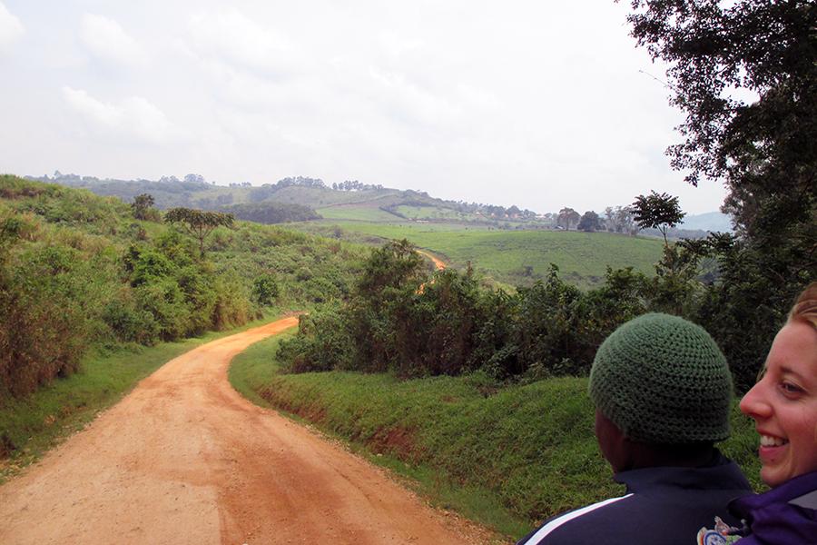 On a boda boda in the lush countryside, Uganda