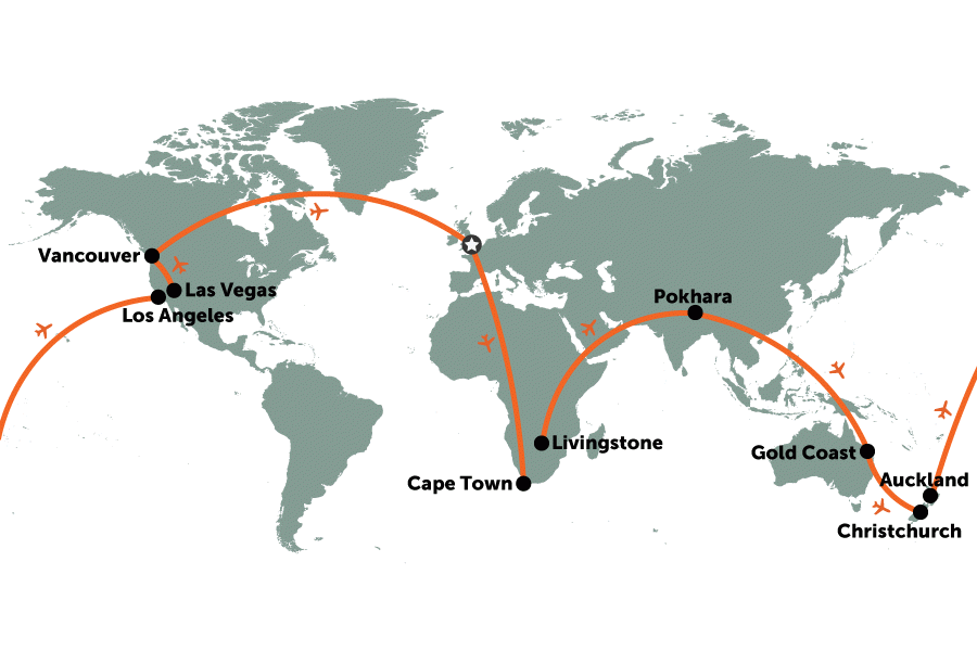 Round the world adrenaline trip | map